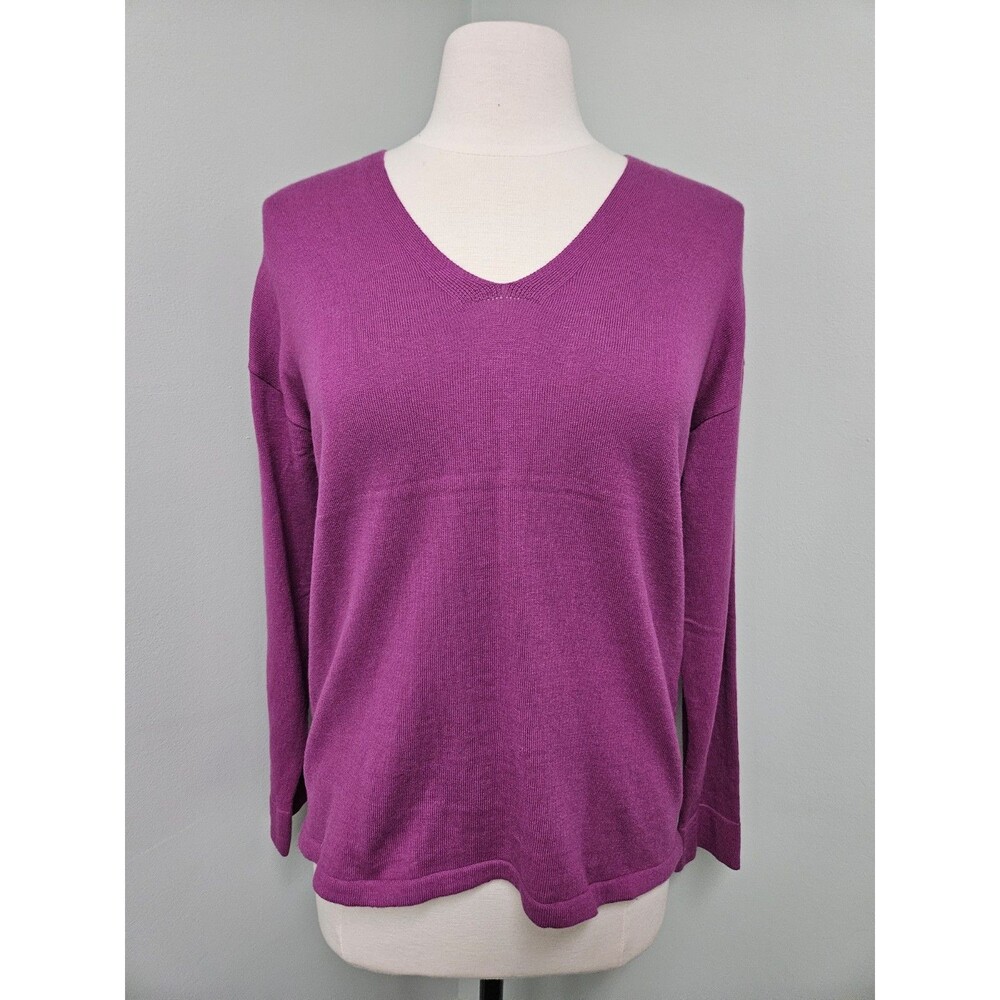 Anne Klein Women's Monterey Pullover Long Sleeve Sweater Elderberry Pink XS NWT